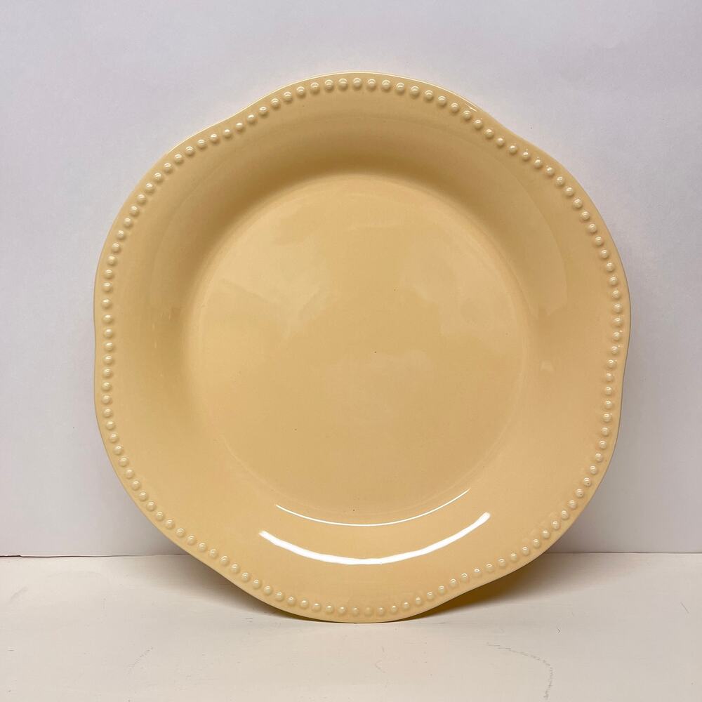 Pottery Barn Emma Beaded Hobnail Rim Scalloped Yellow Serving Platter 12.5in